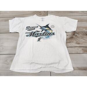 Vtg Florida Marlins Fightin Fish t shirt White Delta MLB Baseball Medium FL